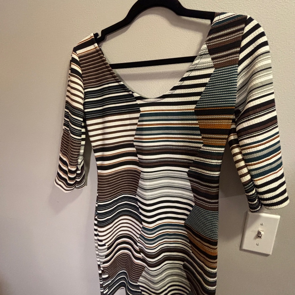 Italian Boutique Striped Bodycon Mini Dress Size Medium